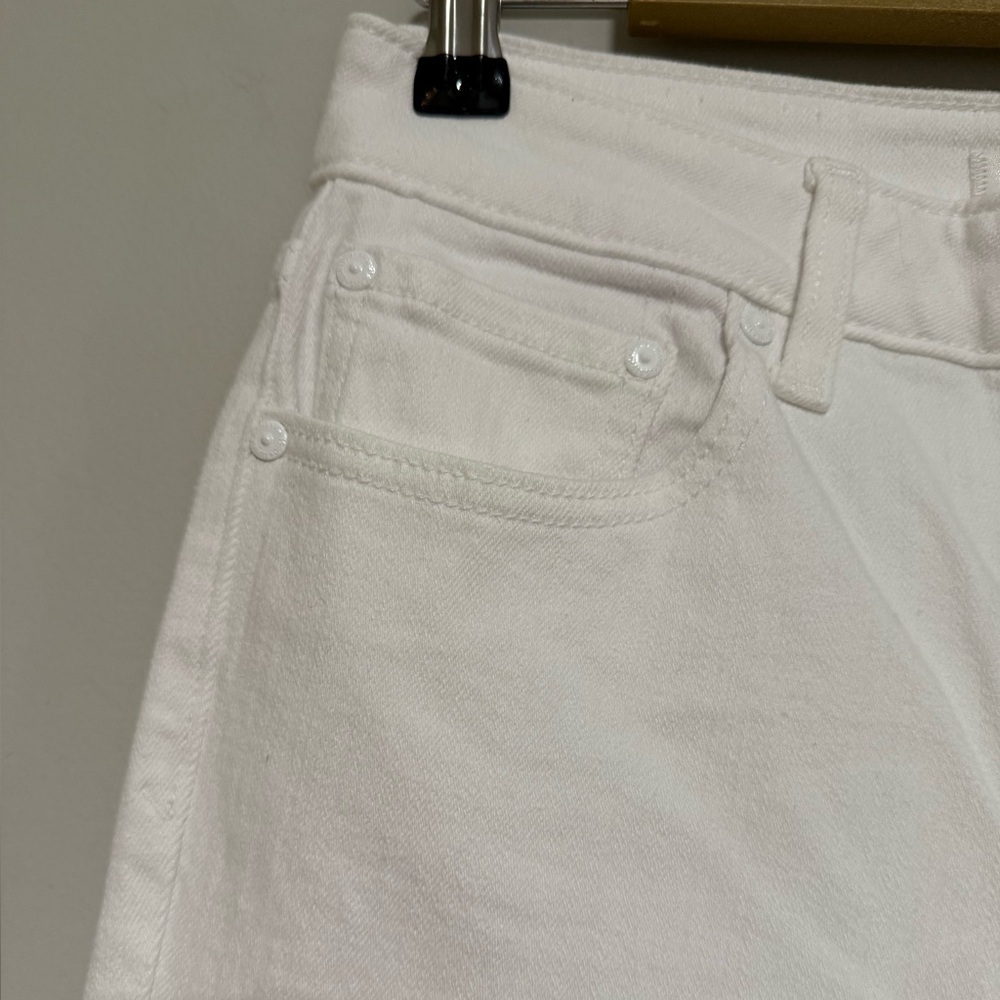 Eunina White Emery High Rise Cropped Frayed Hem Jeans Size 30 Preppy Classic - Picture 3 of 11